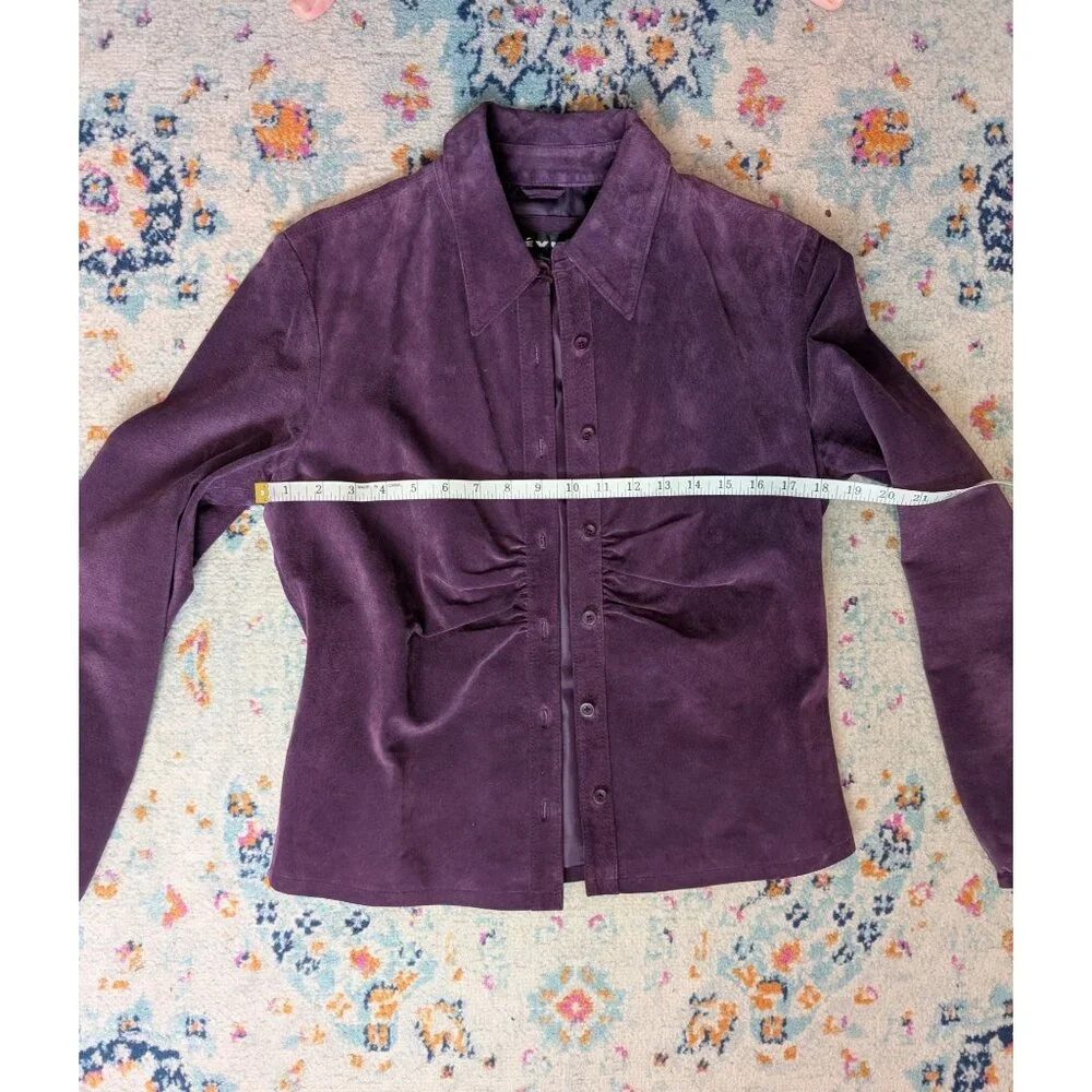 y2k‎ Revue Purple Suede Ruched Button Front Jacket - Medium